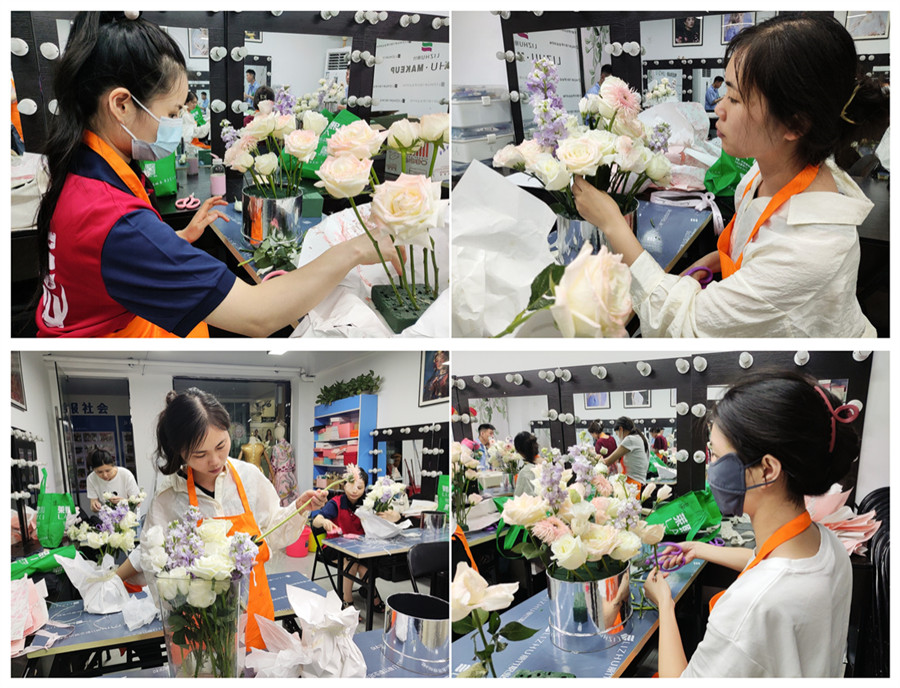 白玫瑰抱抱桶練習(xí)，廣西婚慶花藝設(shè)計(jì)培訓(xùn)課堂