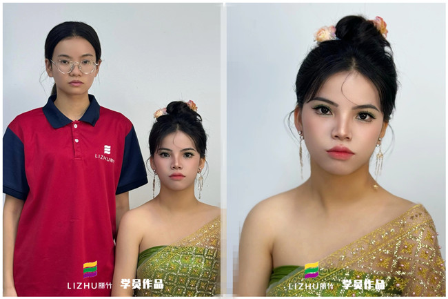 傣族少女寫真，學專業(yè)彩妝在南寧學員作品