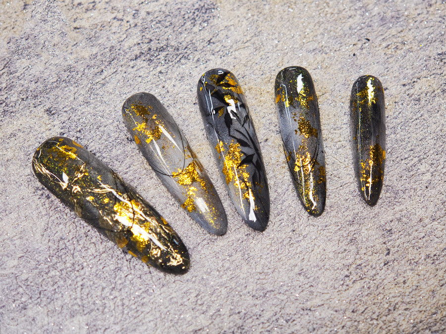 新中式竹林美甲，廣西美甲學(xué)校排名前十作品