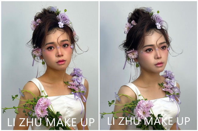 鮮花抽絲造型，南寧化妝高彩造型學(xué)校作品欣賞