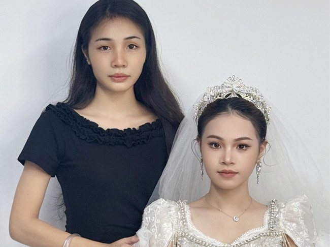 婚禮新娘造型，南寧化妝高彩班學(xué)員作品