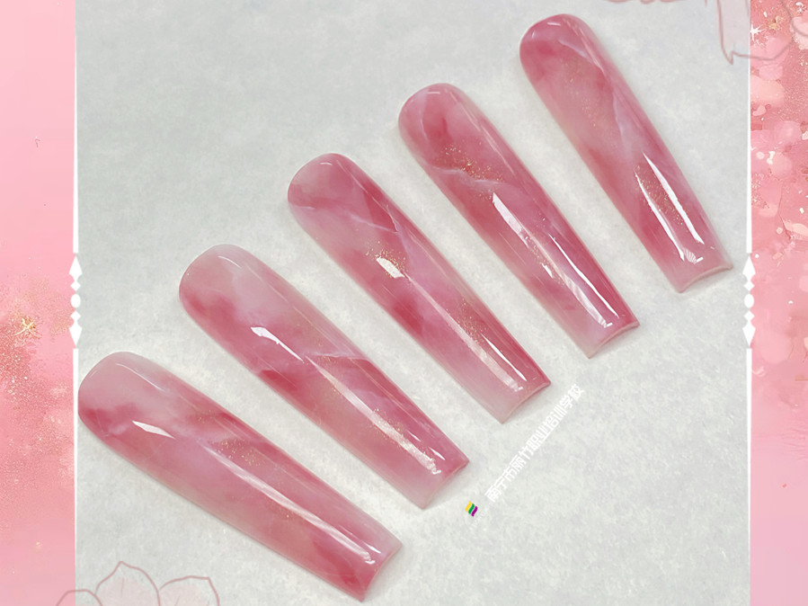 大理石暈染美甲，南寧教美甲